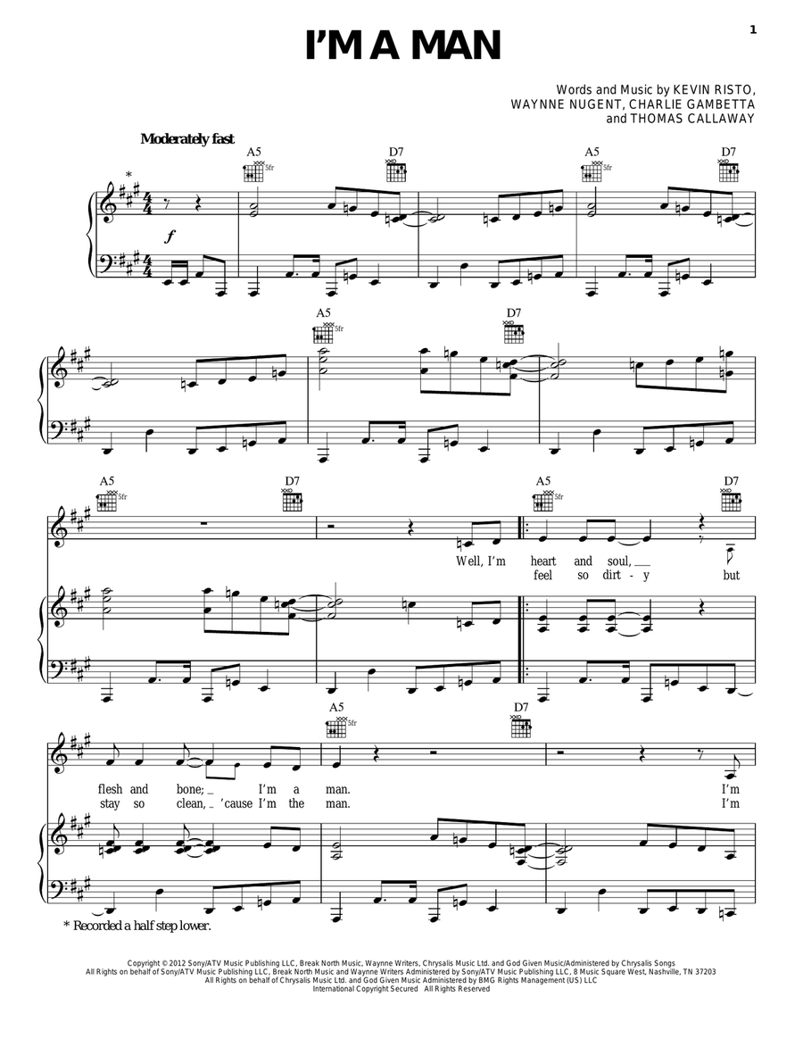 I'm A Man I'm A Man Piano, Vocal, Guitar scores gallery preview page 1