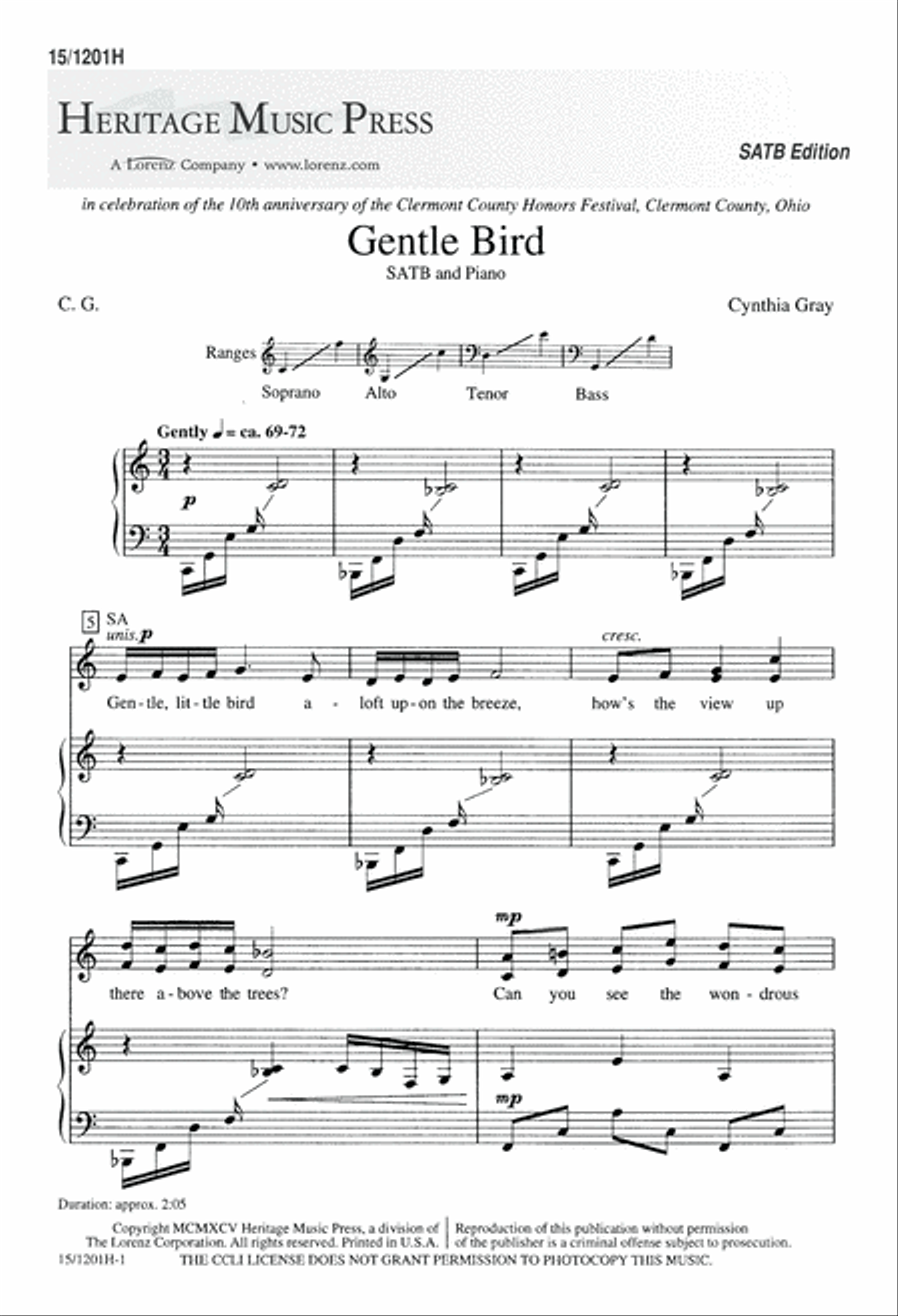 Gentle Bird 4-Part scores gallery preview page 1