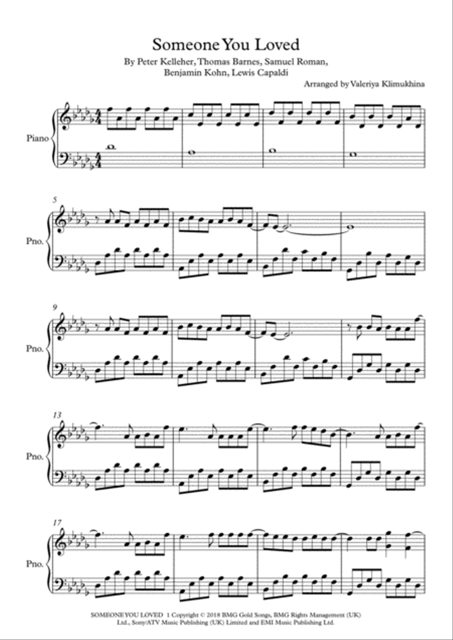 Someone You Loved Piano Solo scores gallery preview page 2