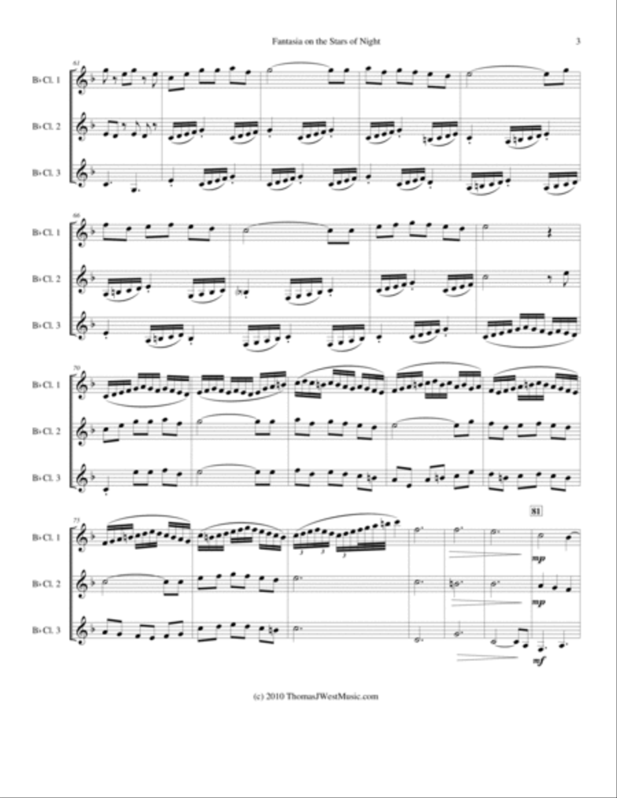 Fantasia on the Stars of Night Clarinet Trio - Grade 3 Clarinet Trio scores gallery preview page 3
