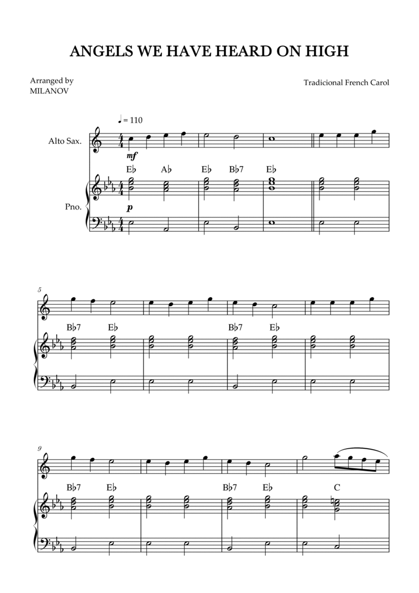 Angels We Have Heard on High | Christmas song | alto sax | easy beginner | Chords image number null