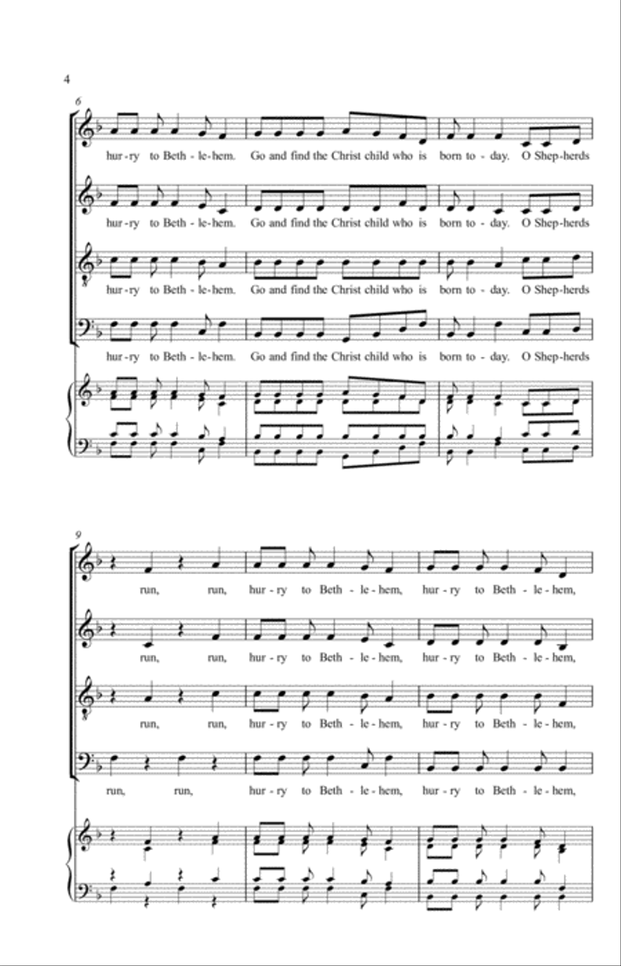 O Shepherds Run 4-Part scores gallery preview page 7