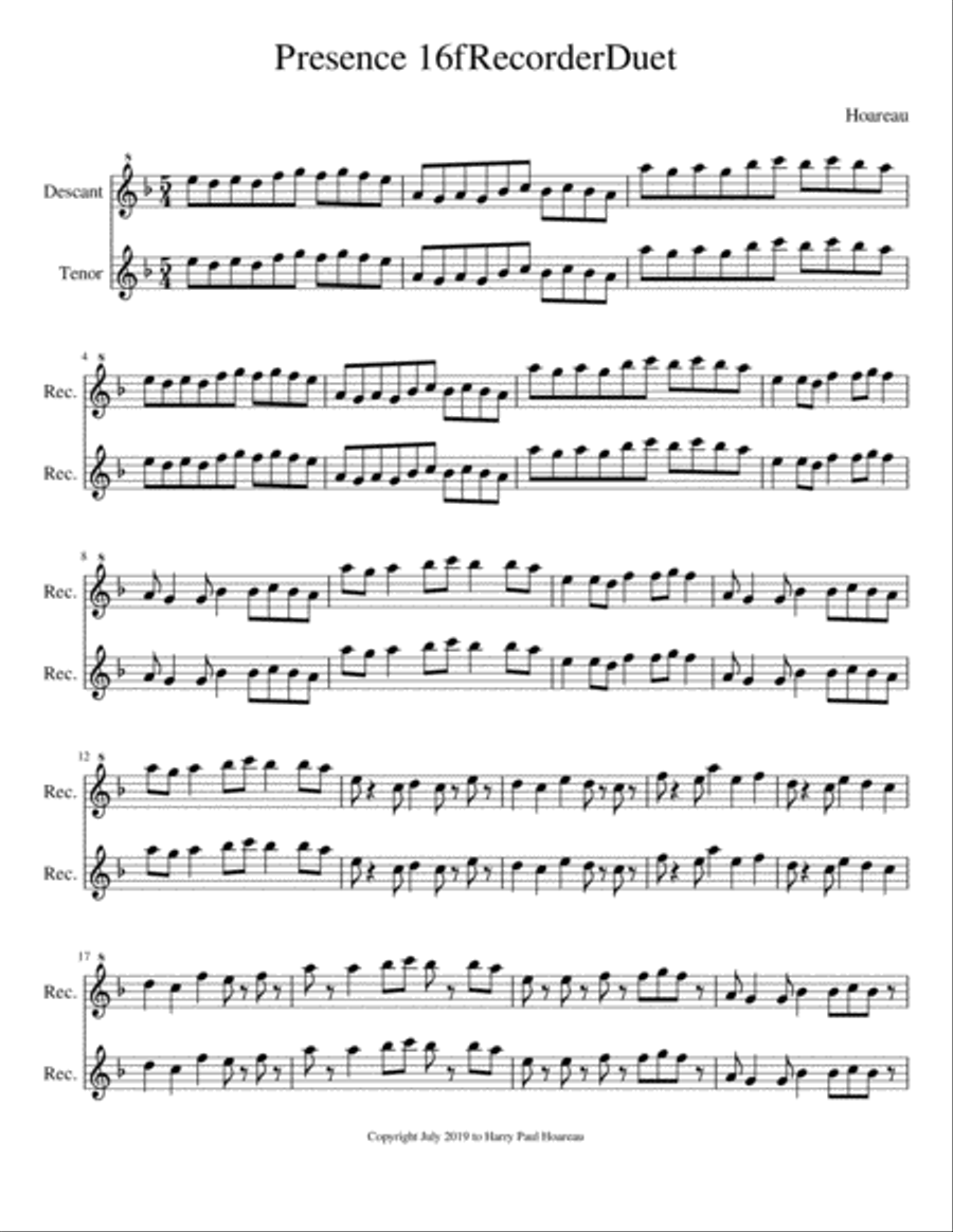 Presence 16f Recorder Duet