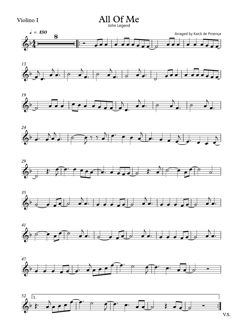 All Of Me Violin Solo scores gallery preview page 1