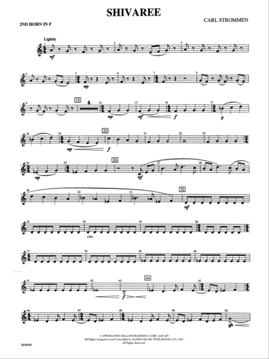 Shivaree: 2nd F Horn Concert Band scores gallery preview page 1