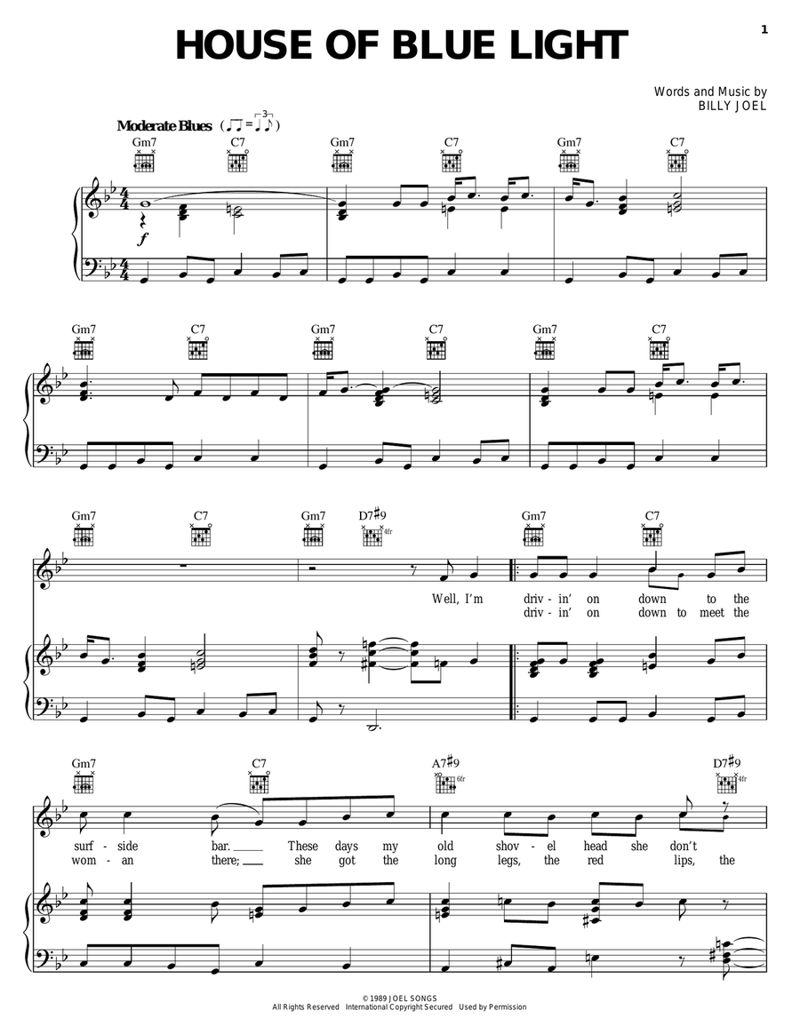 House Of Blue Light Piano, Vocal, Guitar scores gallery preview page 1