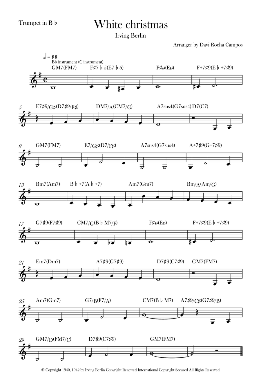 White Christmas B-Flat Trumpet scores gallery preview page 1
