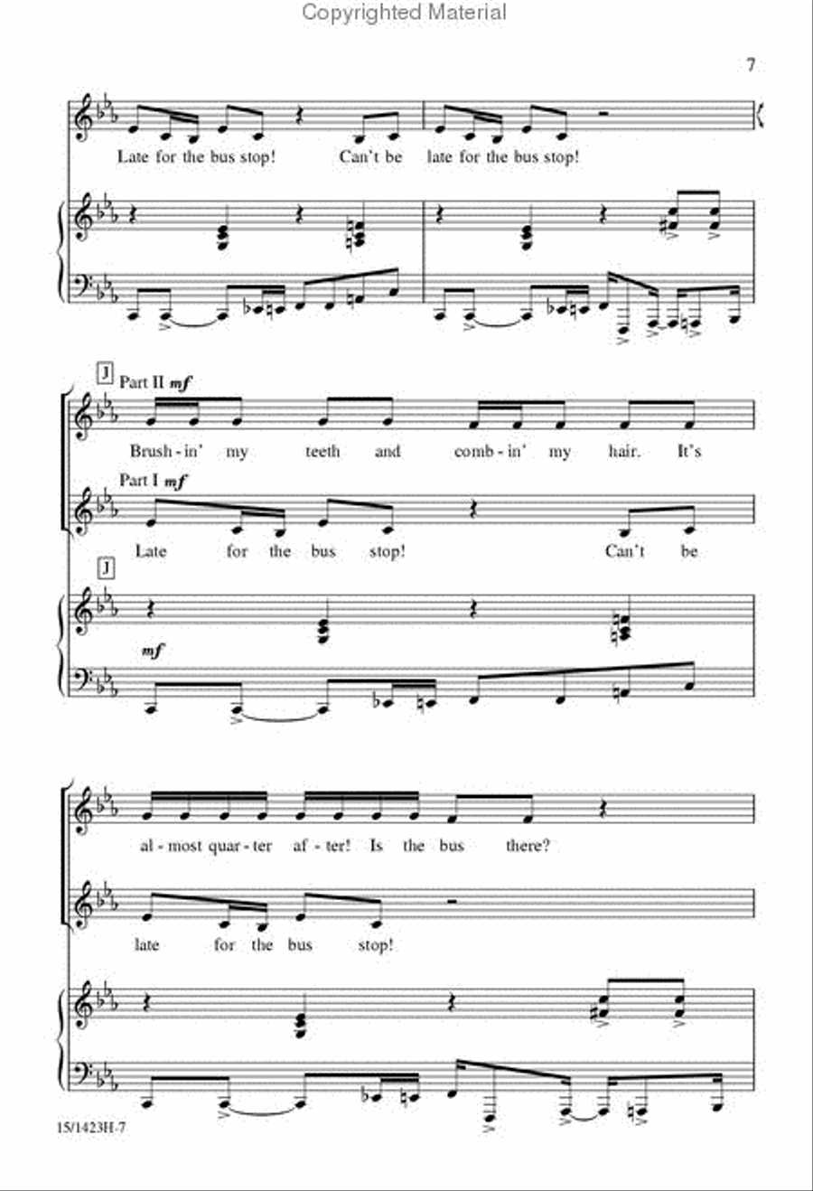 Bus Stop Unison Choir scores gallery preview page 7
