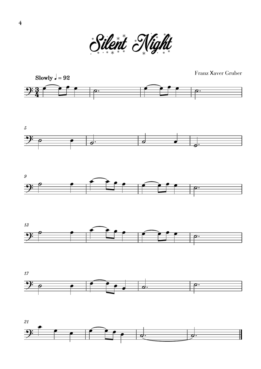 10 Easy Christmas Carols for Cello Beginners (Music for Children) Cello Solo scores gallery preview page 6