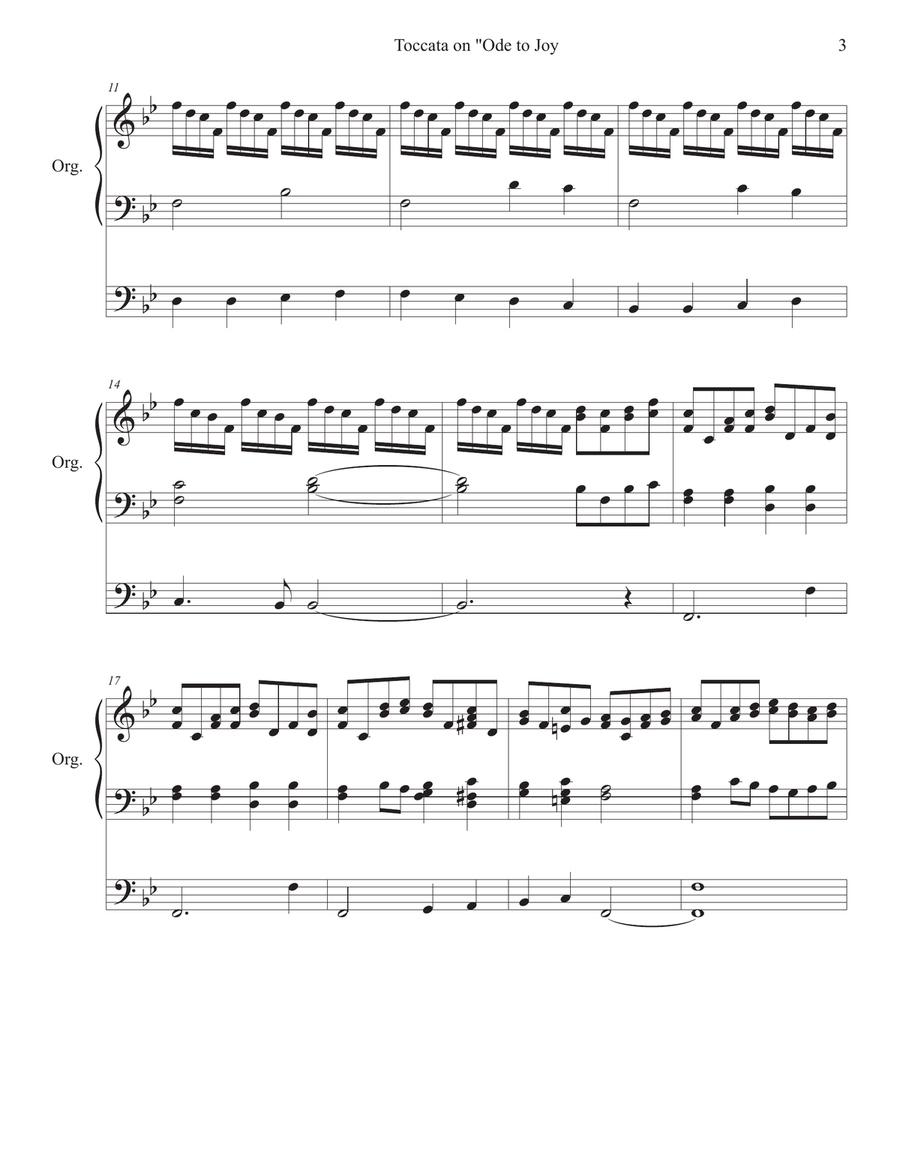 Toccata on Ode to Joy for Oragn Organ Solo scores gallery preview page 3