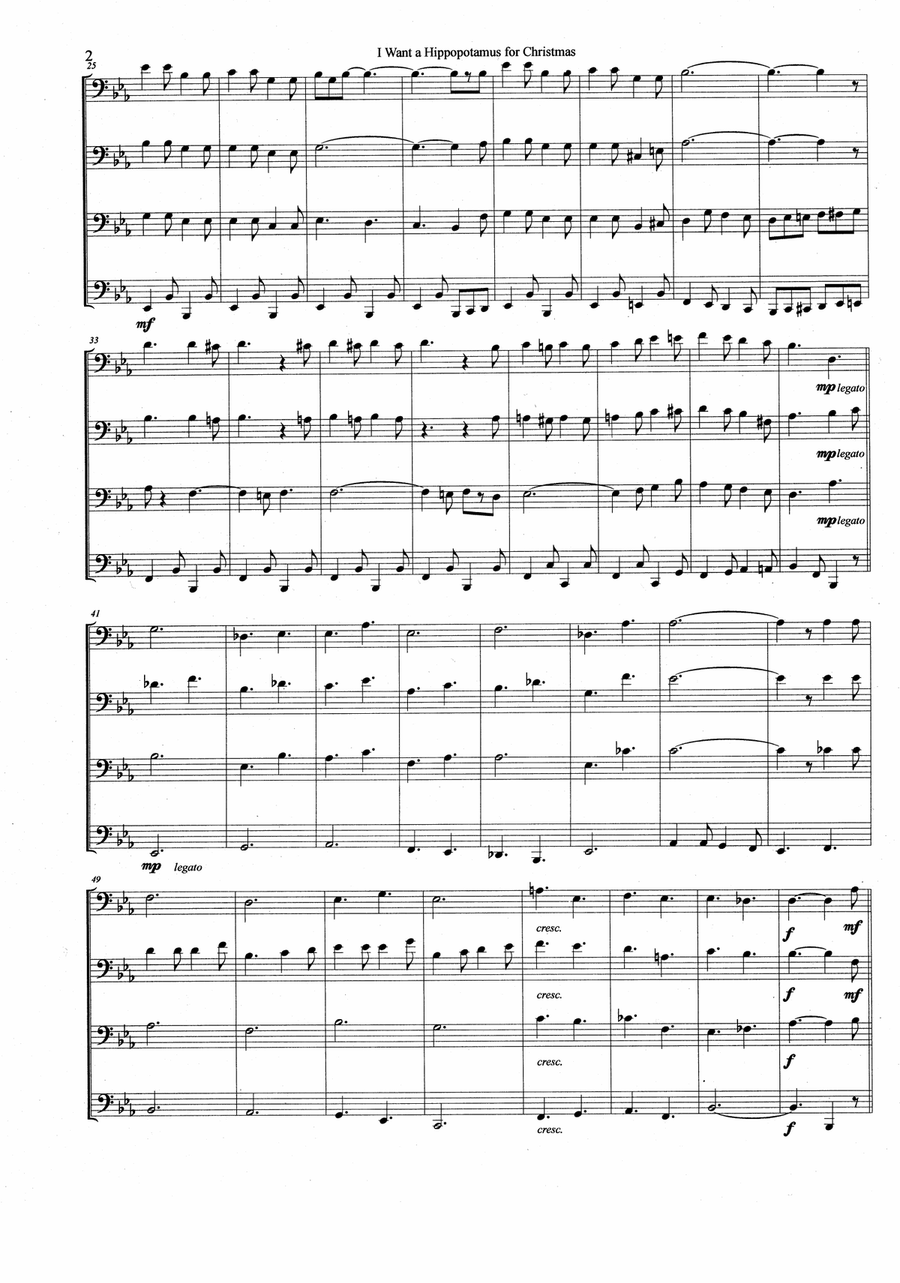 I Want A Hippopotamus For Christmas (Hippo The Hero) Woodwind Quartet scores gallery preview page 2