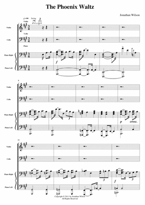 Book cover for The Phoenix Waltz - Piano Trio - Score plus individual parts