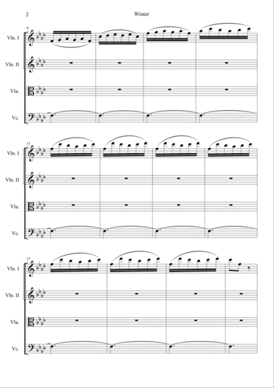 The Four Seasons: Winter 3rd Movement String Quartet scores gallery preview page 2