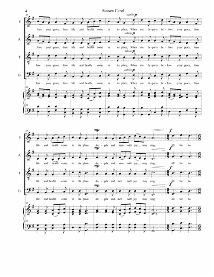 Sussex Carol (On Christmas Night) 4-Part scores gallery preview page 4