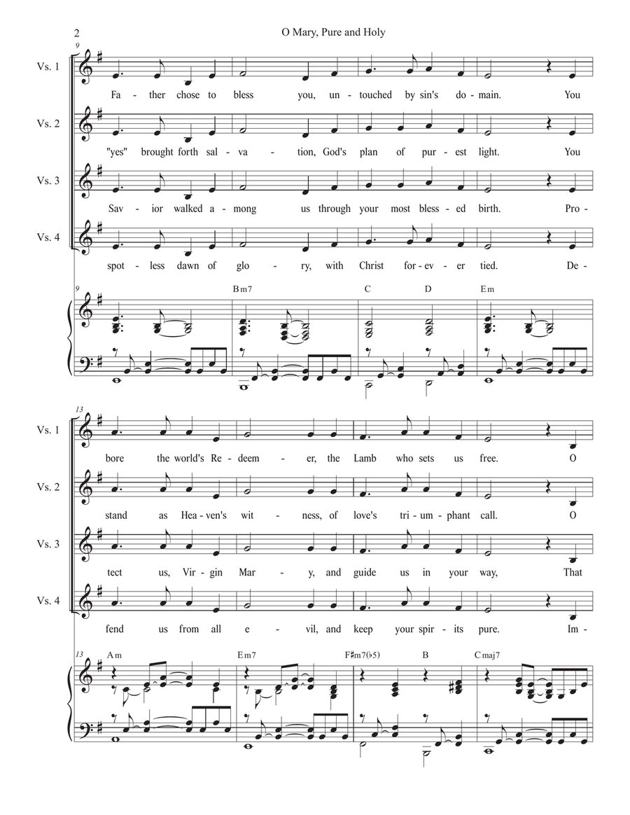 O Mary, Pure and Holy (Duet for Soprano and Tenor solo) Tenor Voice scores gallery preview page 2