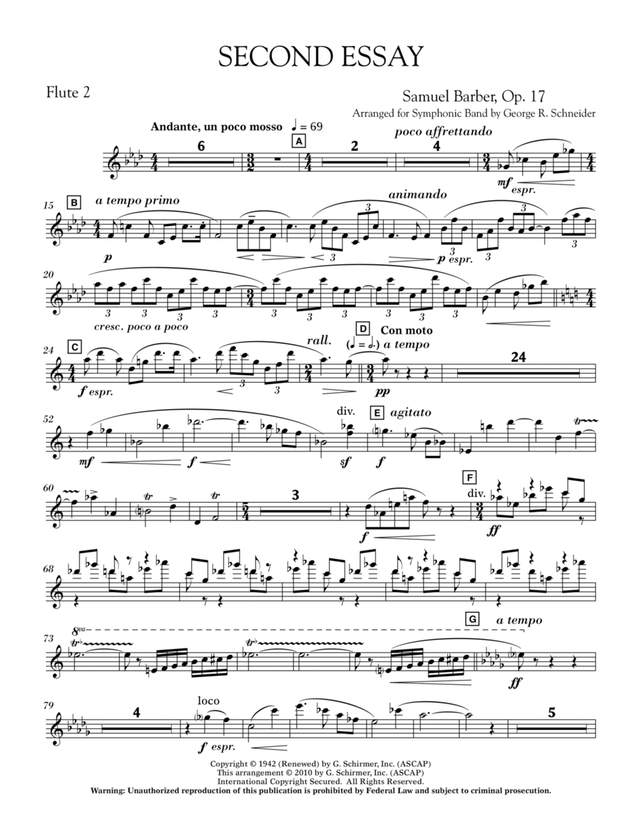 Second Essay - Flute 2 Concert Band scores gallery preview page 1