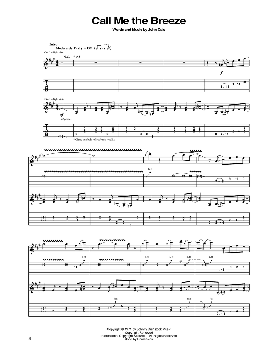 Call Me The Breeze Call Me The Breeze Acoustic Guitar scores gallery preview page 1