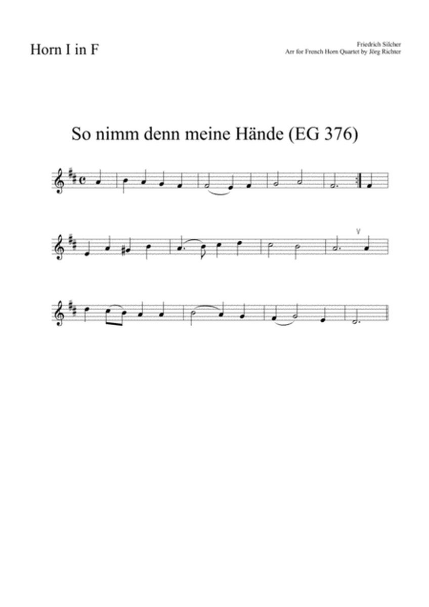 So take my hands (So nimm denn meine Hände) for French Horn Quartet image number null
