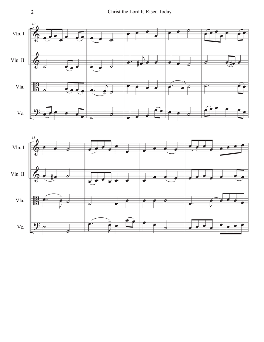 Christ the Lord Is Risen Today, Hallelujah String Quartet scores gallery preview page 2