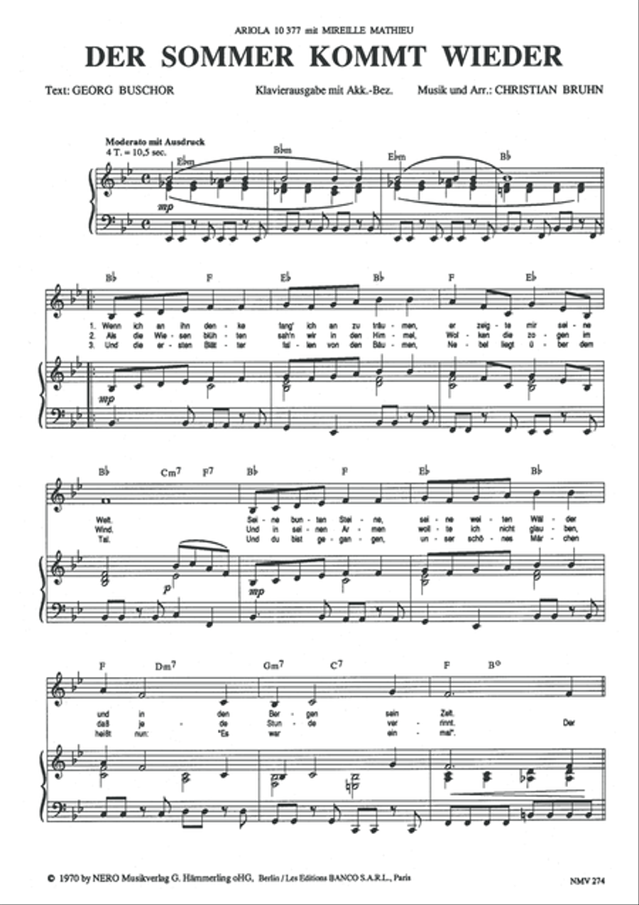 Der Sommer kommt wieder Der Sommer kommt wieder Piano, Vocal scores gallery preview page 3