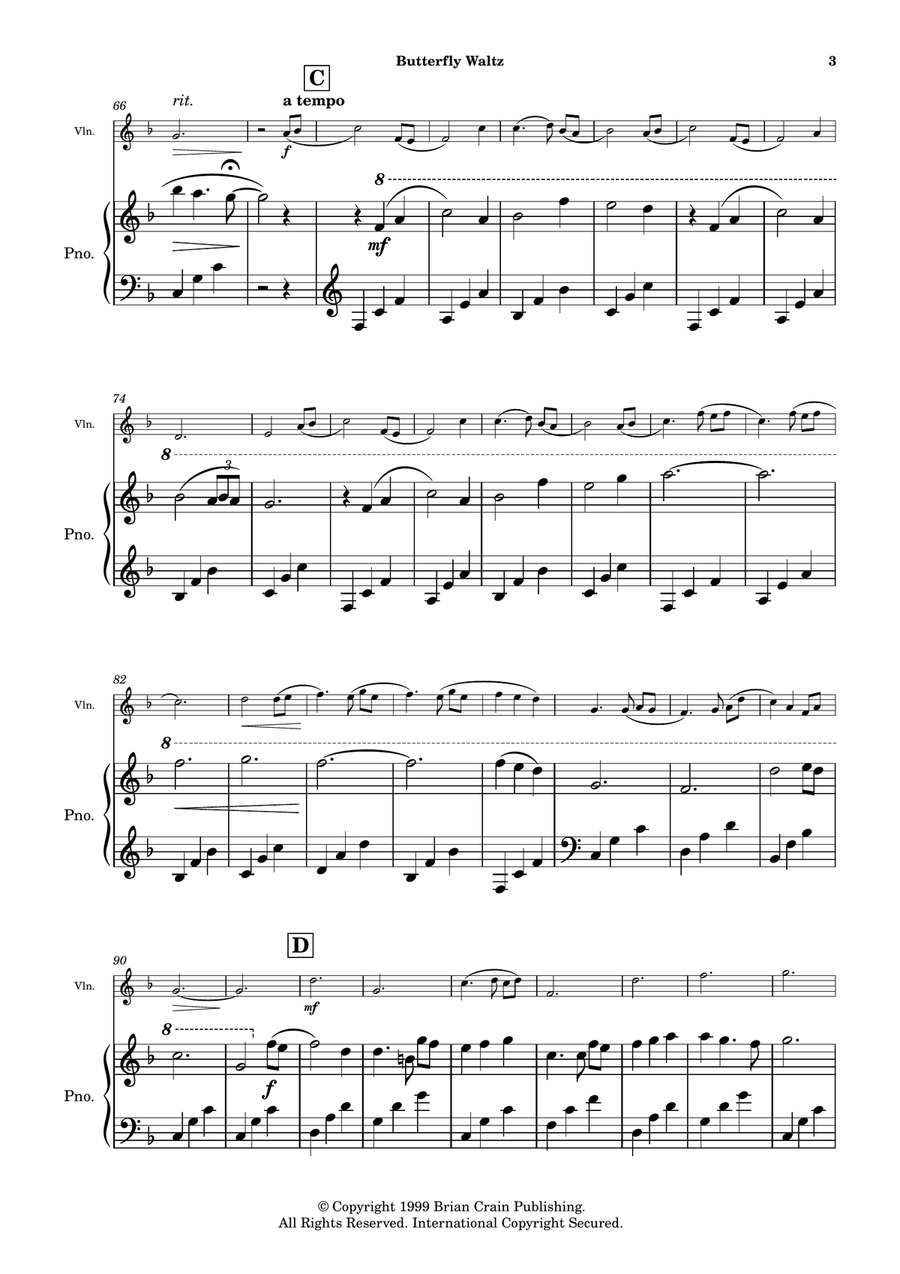 Butterfly Waltz Violin Solo scores gallery preview page 4