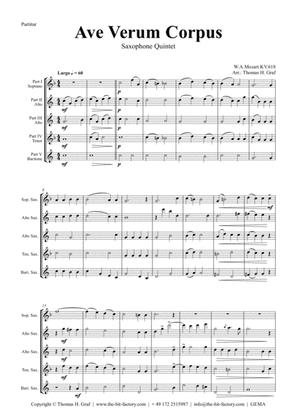 Ave Verum Corpus - W.A.Mozart - Saxophone Quintet
