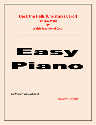 Deck the Halls - Welsh Traditional - Easy Piano