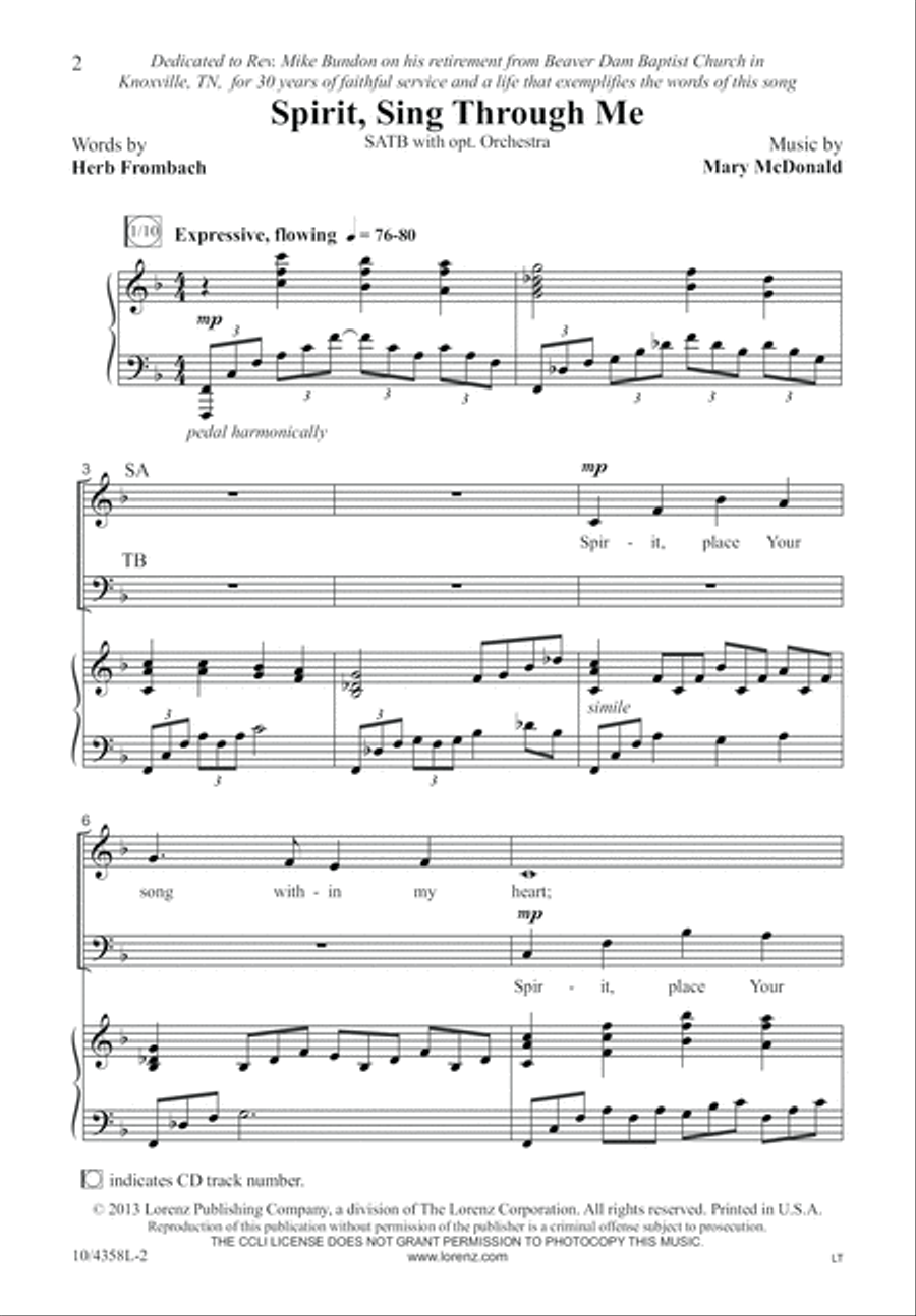 Spirit, Sing Through Me 4-Part scores gallery preview page 2