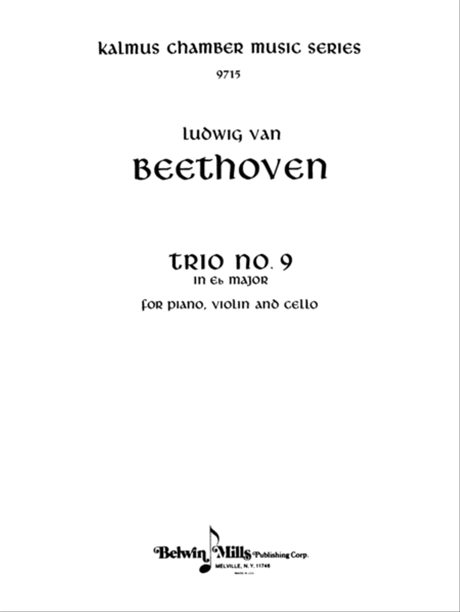 Beethoven: Trio No. 9, in E flat Major (for piano, violin, and cello) Piano Trio scores gallery preview page 1