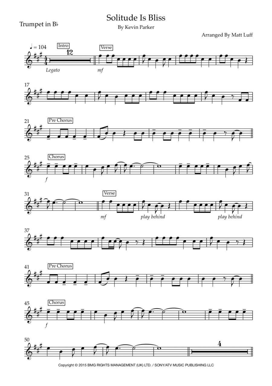 Solitude Is Bliss Brass Ensemble scores gallery preview page 1