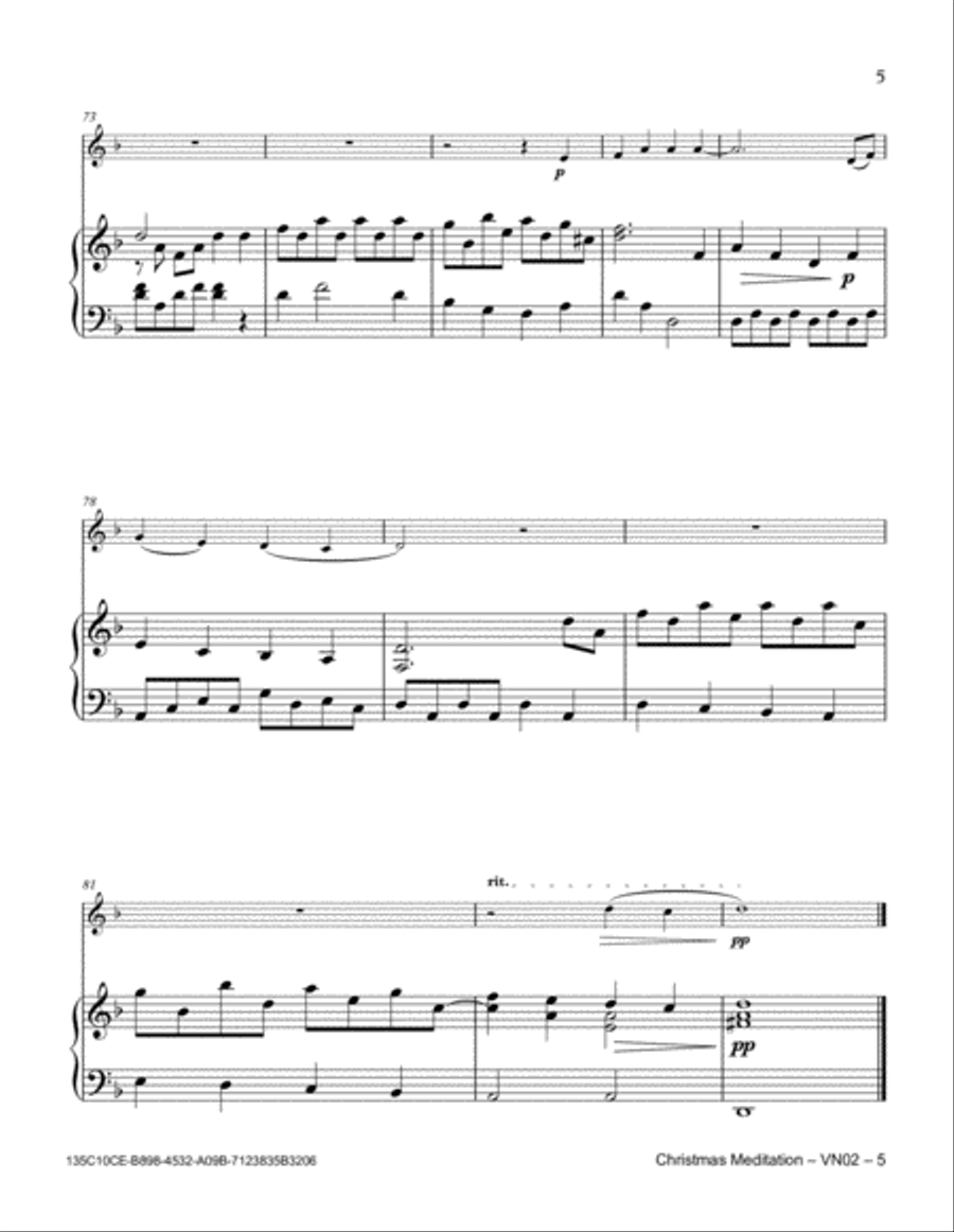 Christmas Meditation Violin Solo scores gallery preview page 5