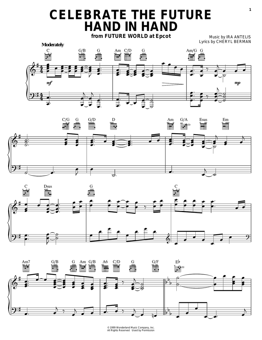 Celebrate The Future Hand In Hand Acoustic Guitar scores gallery preview page 1