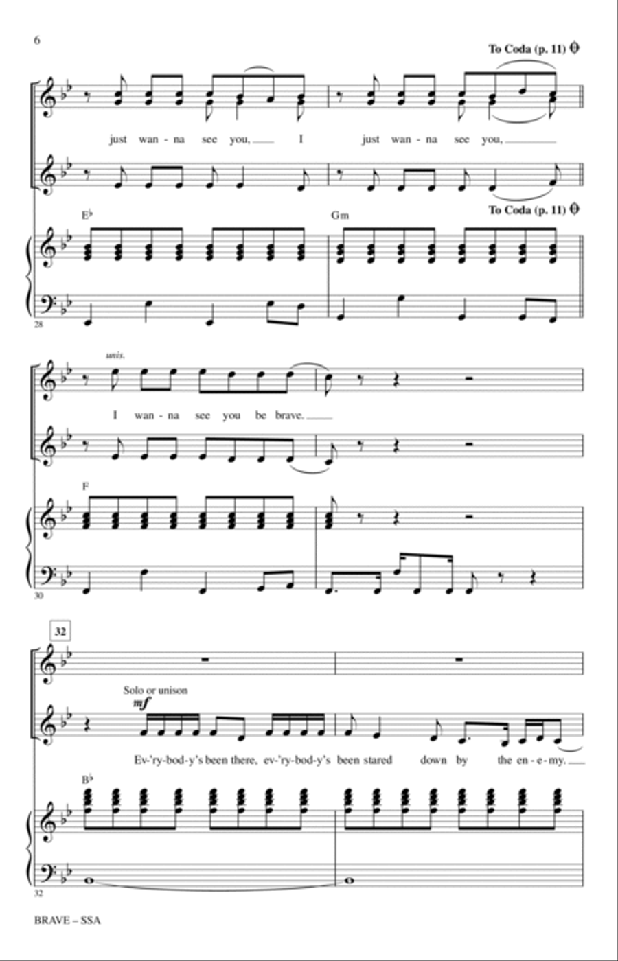 Brave (arr. Audrey Snyder) SSA scores gallery preview page 5