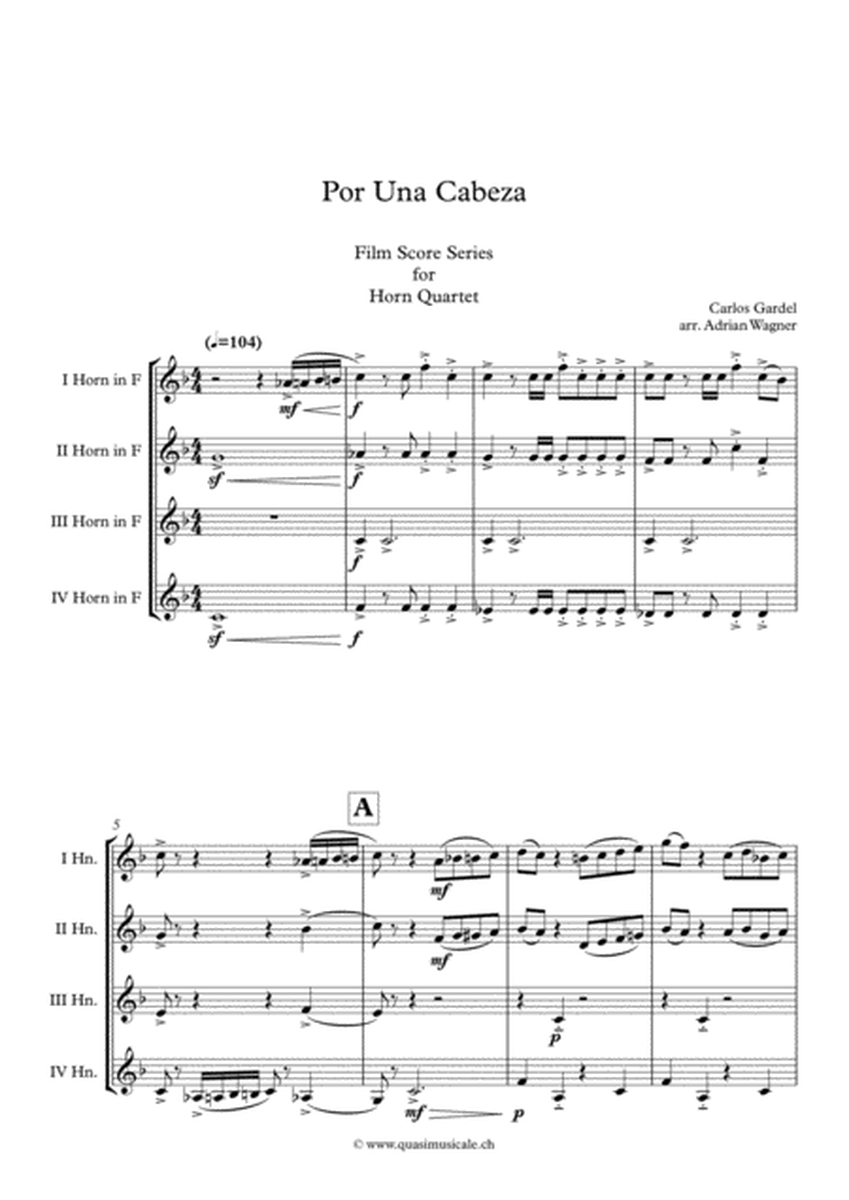 "Por Una Cabeza" (Carlos Gardel) Horn Quartet arr. Adrian Wagner image number null