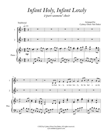 Infant Holy, Infant Lowly for 2 part womens choir and piano image number null