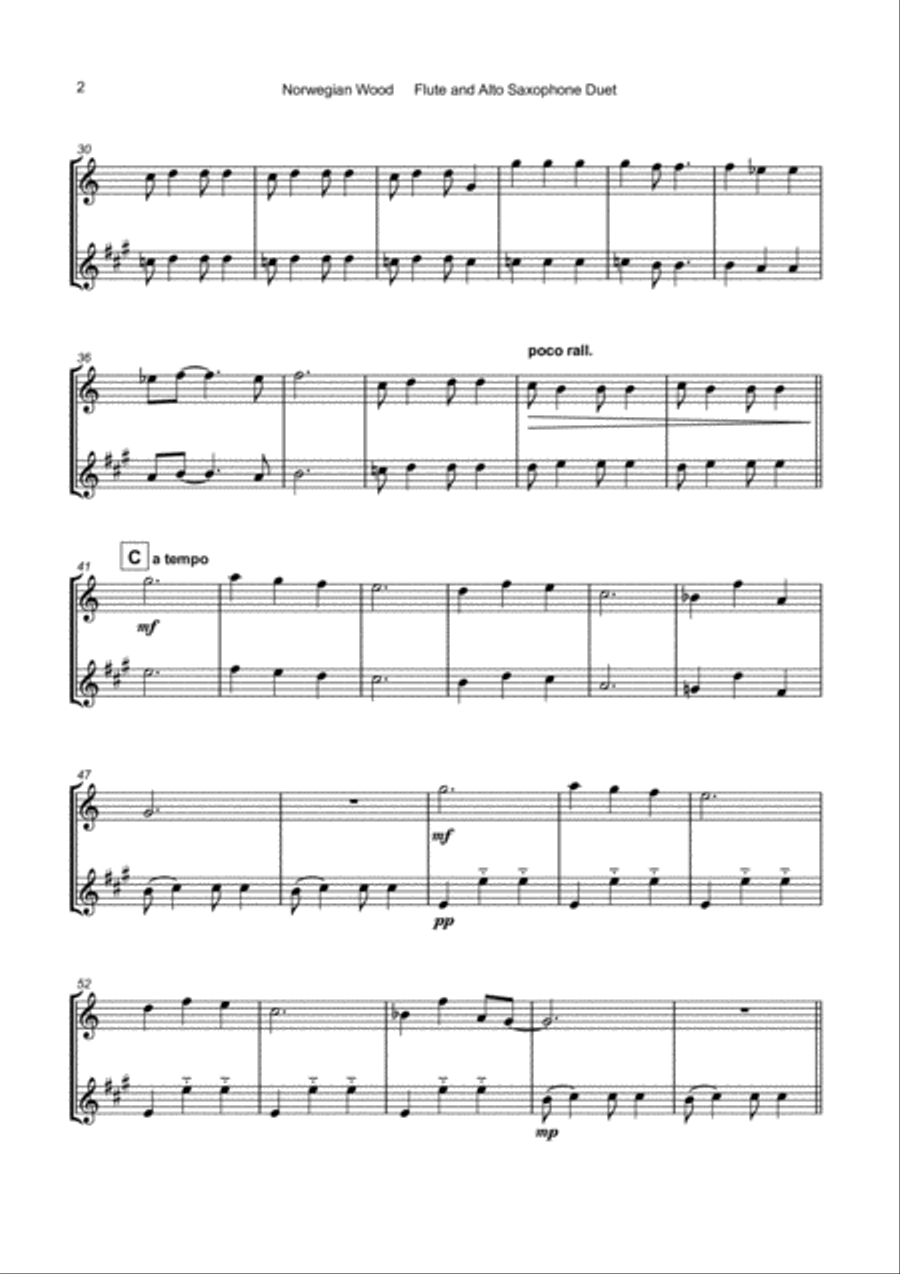 Norwegian Wood (this Bird Has Flown) Woodwind Duet scores gallery preview page 3