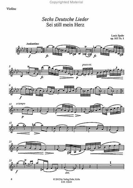 Sechs deutsche Lieder op. 103 (Alternativfassung mit Violine statt Klarinette)
