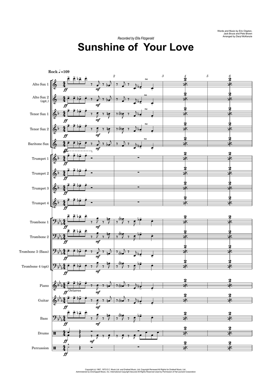 Sunshine Of Your Love Jazz Ensemble scores gallery preview page 1