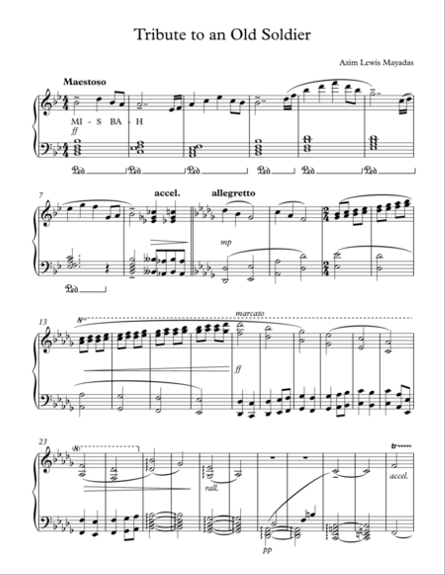Tribute to an Old Soldier Piano Solo scores gallery preview page 2