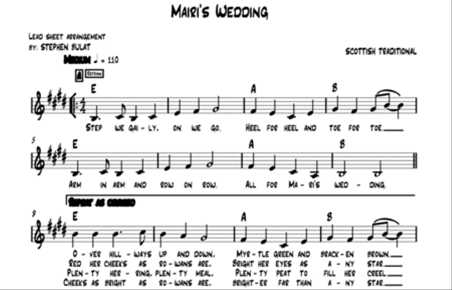 Mairi's Wedding (Scottish Traditional) - Lead sheet (key of E) Large Ensemble scores gallery preview page 2