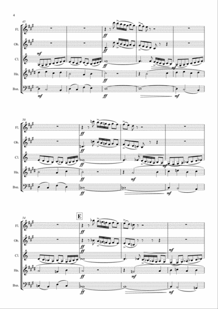 Faure: Pavane Op.50 (original key) - wind quintet Woodwind Quintet scores gallery preview page 4