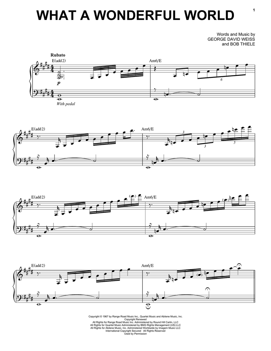 What A Wonderful World Piano, Vocal, Guitar scores gallery preview page 1