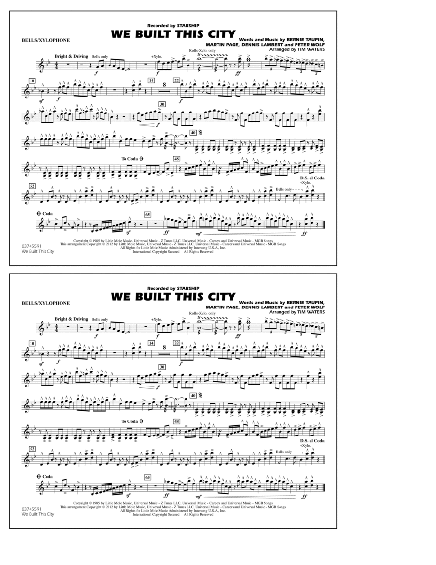 We Built This City - Bells/Xylophone Marching Band scores gallery preview page 1