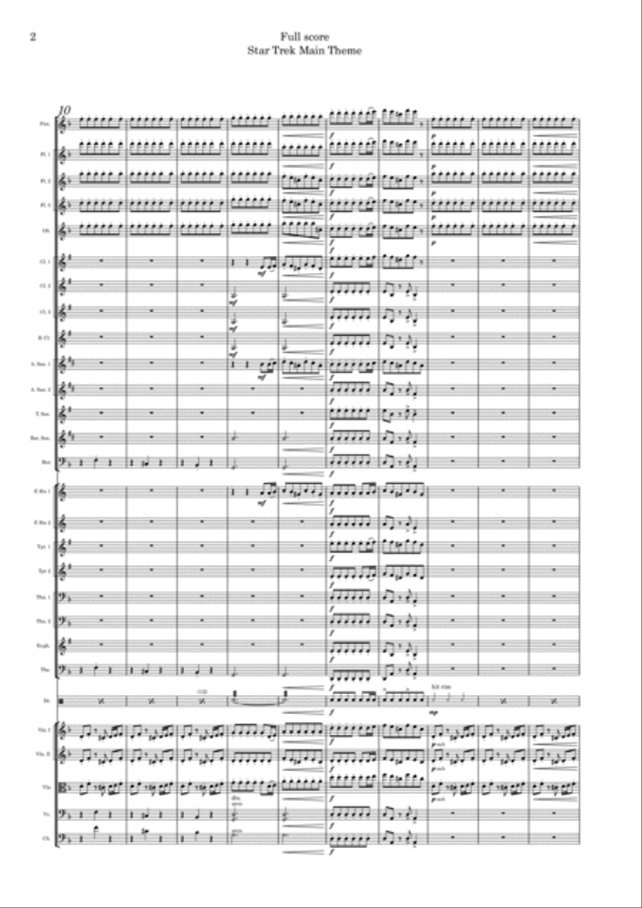 Star Trek Main Theme Full Orchestra scores gallery preview page 2