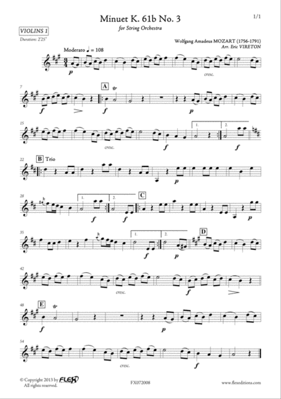 Minuet K. 61b No. 3 Orchestra scores gallery preview page 6
