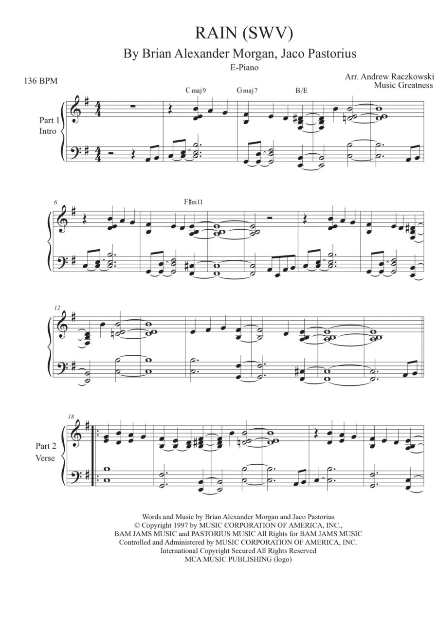 Rain Piano Solo scores gallery preview page 1