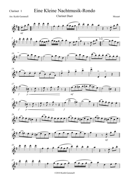 Eine Kleine Nachtmusik – Rondo: Clarinet Duet image number null
