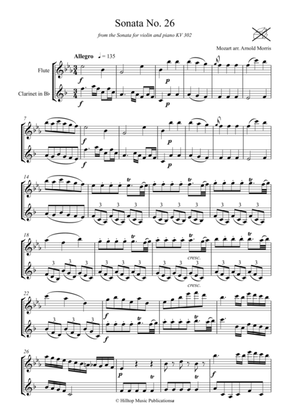 Mozart Sonata No. 26 arr. flute and clarinet