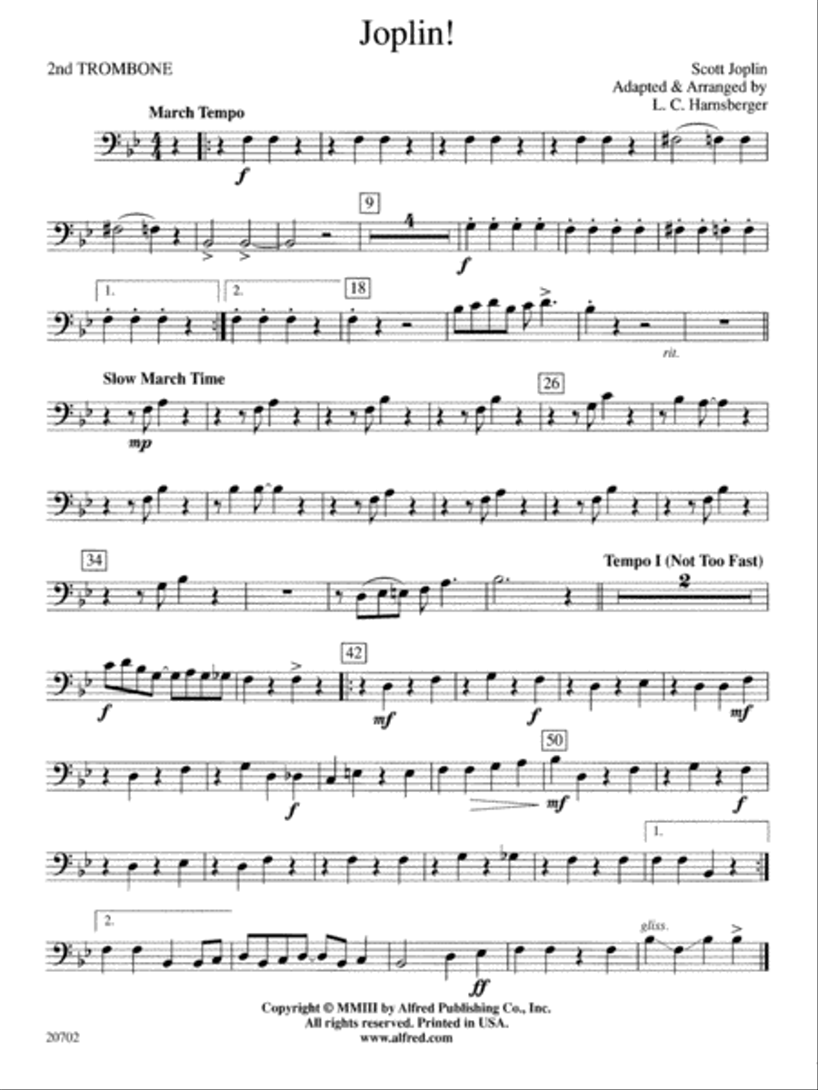 Joplin!: 2nd Trombone Concert Band scores gallery preview page 1