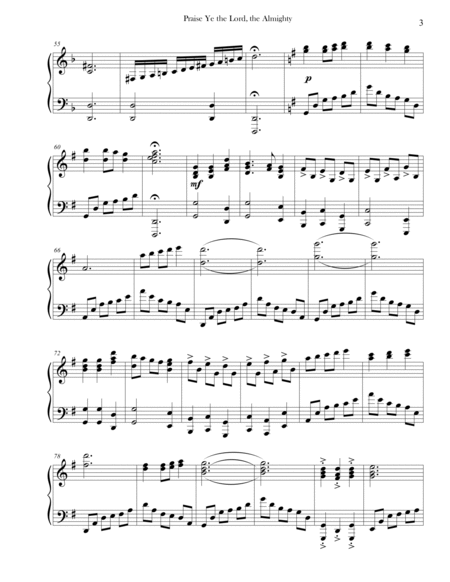 Praise Ye the Lord, the Almighty (Advanced Piano)